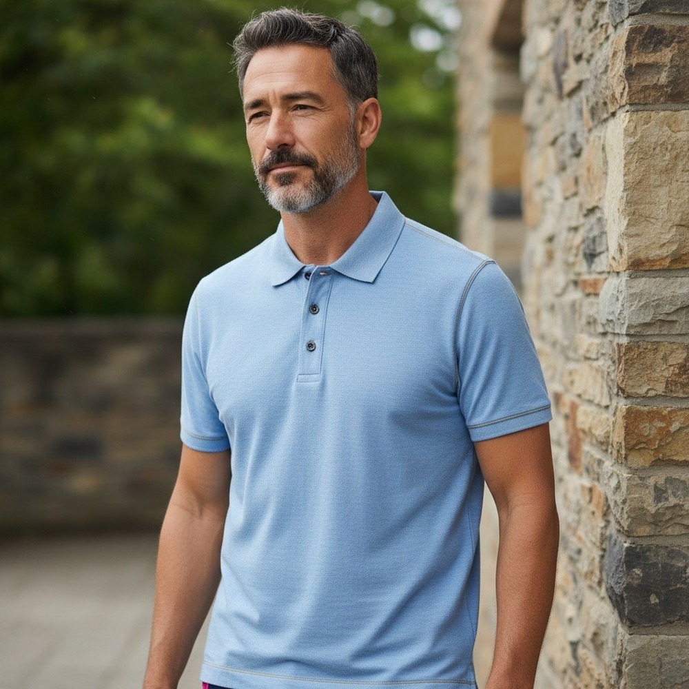 Robert Graham Mens Blue Short Sleeve Polo Shirt Classic Fit Size M Heathered